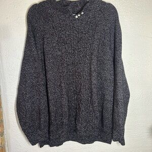 Karen Scott Charcoal Marled Crewneck Sweater - Black and Gray